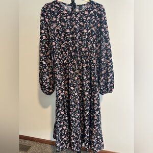 Floral Black and Pink Women's Dress